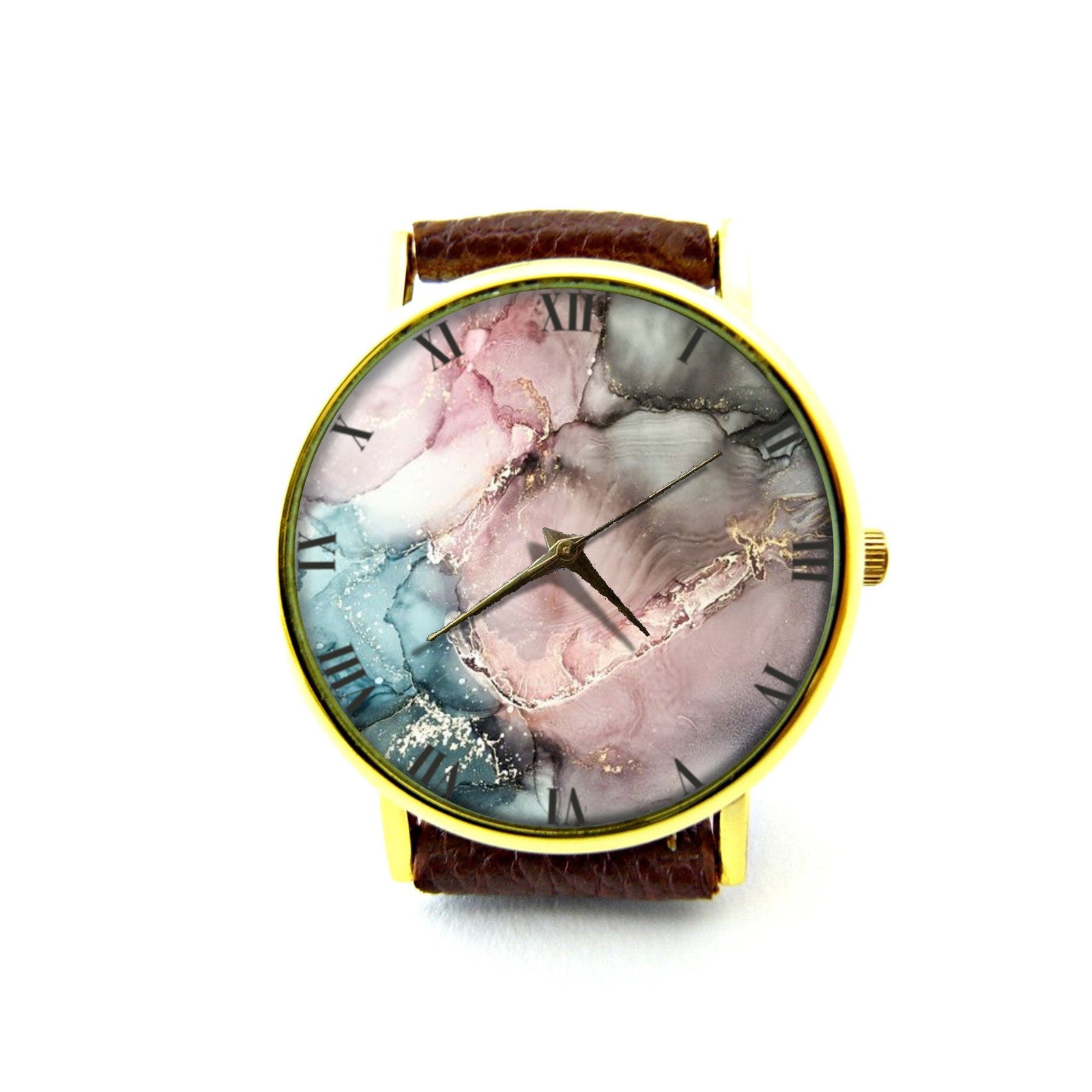 Abstract Art Leather Watch, Abstract Painting Leather Watch, Unisex Watch