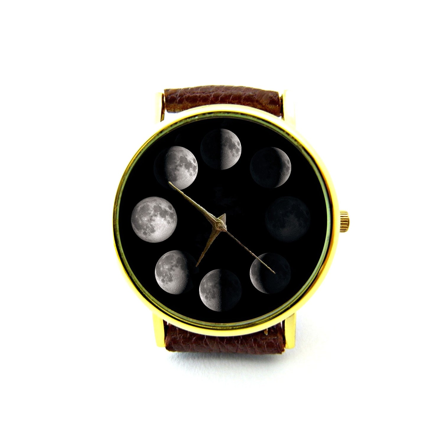 Moon Phase Leather Watch, Unisex Watch, Ladies Watch, Mens Watch, Personalized Watch