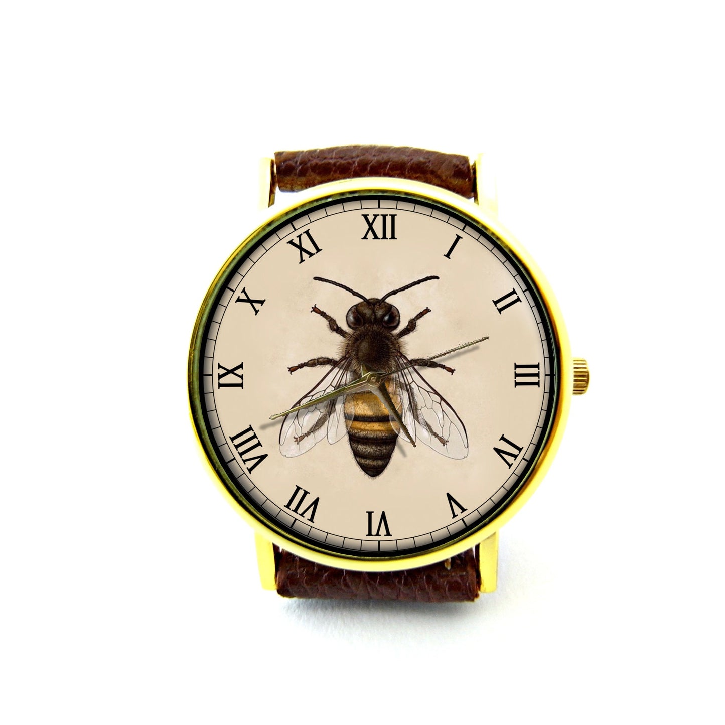 Vintage Honey Bee Leather Watch, Insect Watch, Unisex Watch, Ladies Watch, Mens Watch, Pattern 1