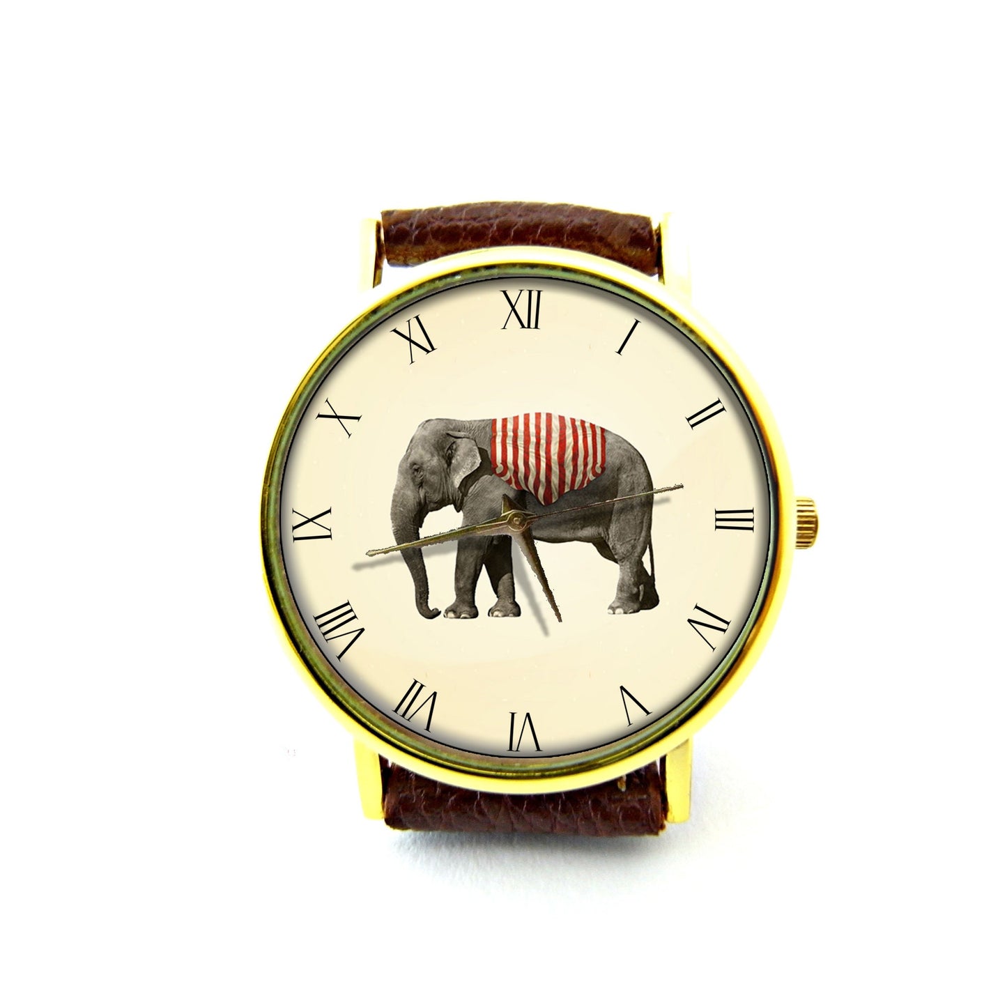 Vintage Elephant Leather Watch, Unisex Watch, Ladies Watch, Mens Watch, Pattern 1