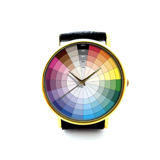 Color Wheel Leather Watch, Color Wheel, Color Wheel Accessory, Ladies Watch, Unisex Watch, Color Wheel Jewelry, Pattern 5