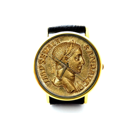 Antique Coin Leather Watch, Ancient Coin, Old Coin, Unisex Watch, Ladies Watch, Mens Watch, Coin Jewelry, Pattern 5