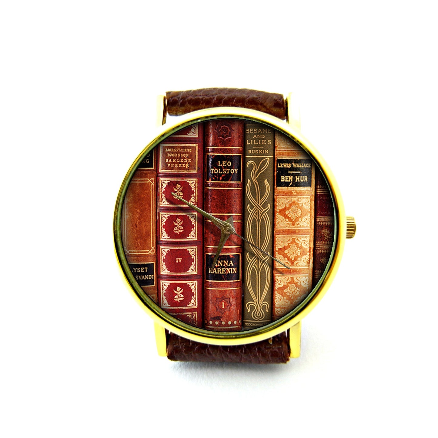 Library Book Leather Watch, Unisex Watch, Ladies Watch, Mens Watch, Pattern 1