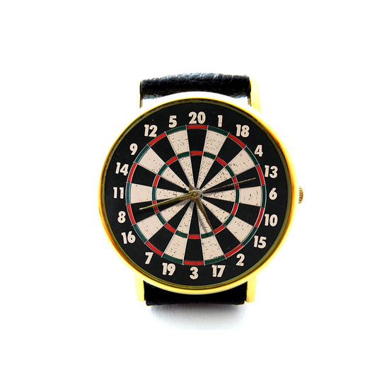 Dart Board Leather Watch, Unisex Watch, Ladies Watch, Mens Watch