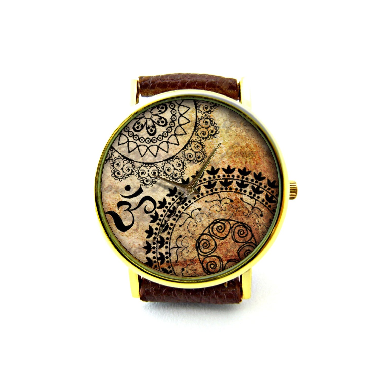 Mandala Leather Watch, Henna, Mehndi, Unisex Watch, Ladies Watch, Mens Watch, Mandala Jewelry, Mandala Accessory, Pattern 4