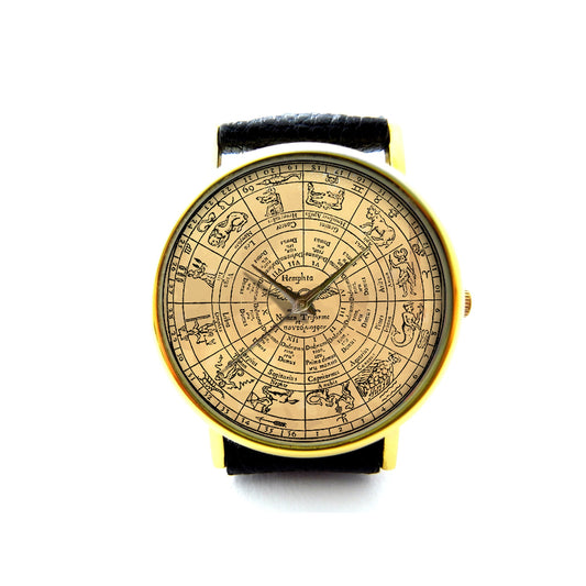 Zodiac Signs Leather Watch, Unisex Watch, Ladies Watch, Mens Watch, Pattern 3