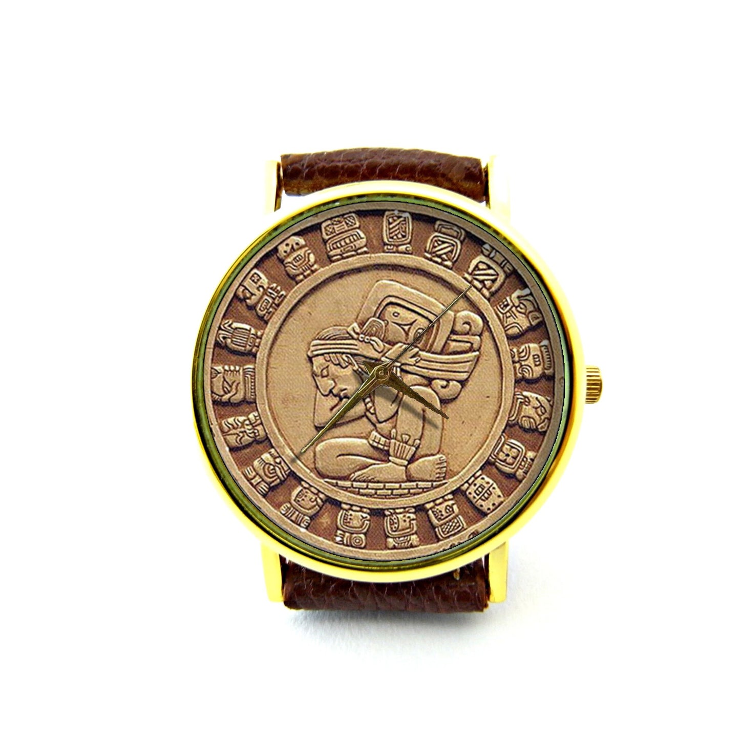 Mayan Calendar Leather Watch, Mayan Art, Art Watch, Unisex Watch, Ladies Watch, Mens Watch, Mayan Jewelry