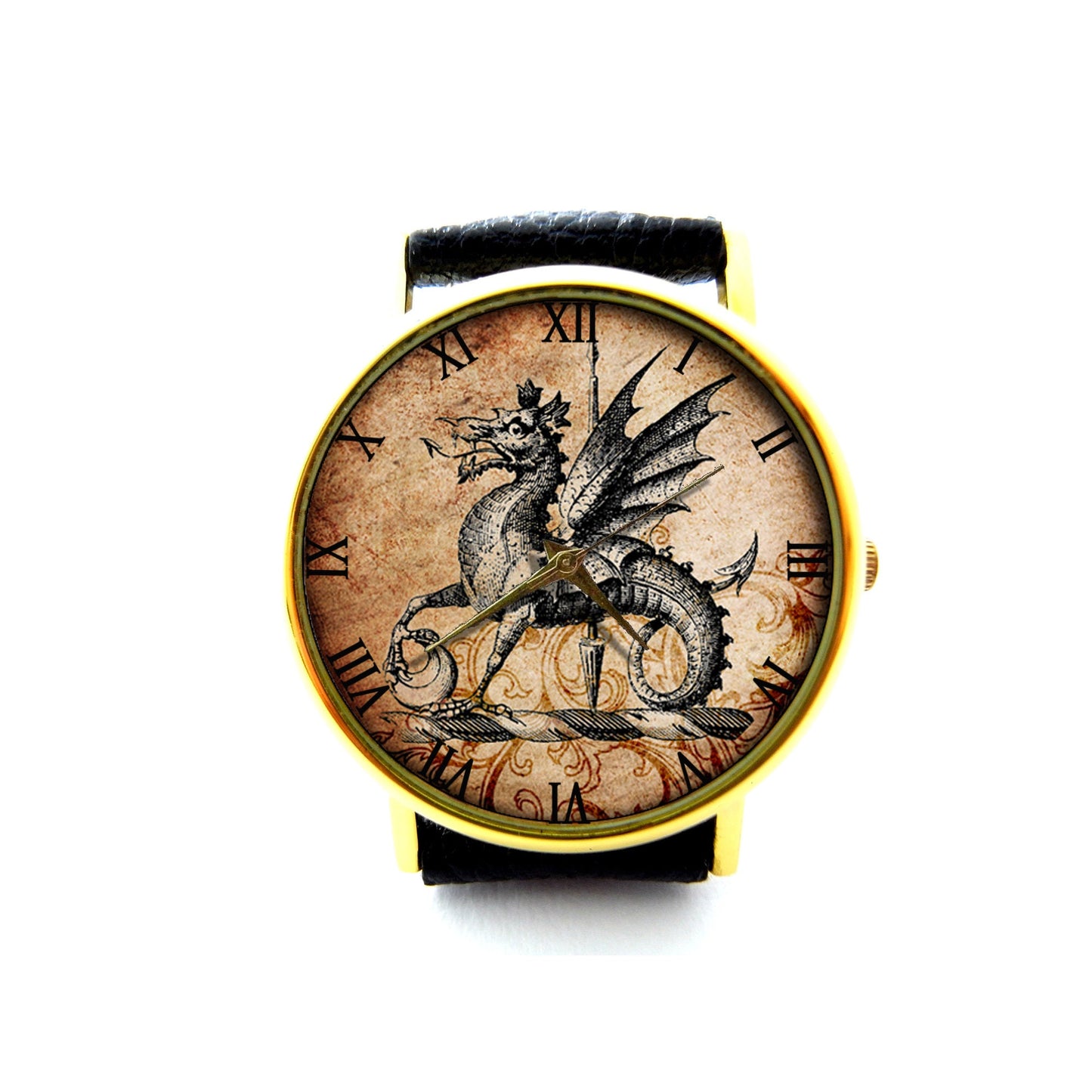 Dragon Leather Watch, Wisdom Circles Leather Watch, Art Watch, Unisex Watch, Ladies Watch, Mens Watch, Dragon Jewelry