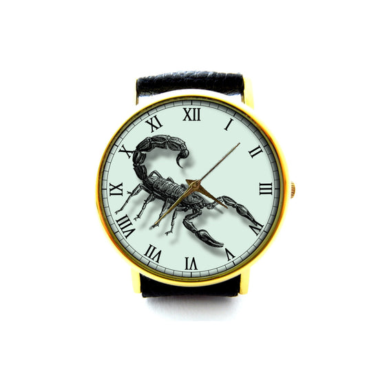 Insect Leather Watch, Scorpion Leather Watch, Ladies Watch, Mens Watch, Insect Jewelry, Insect Accessory