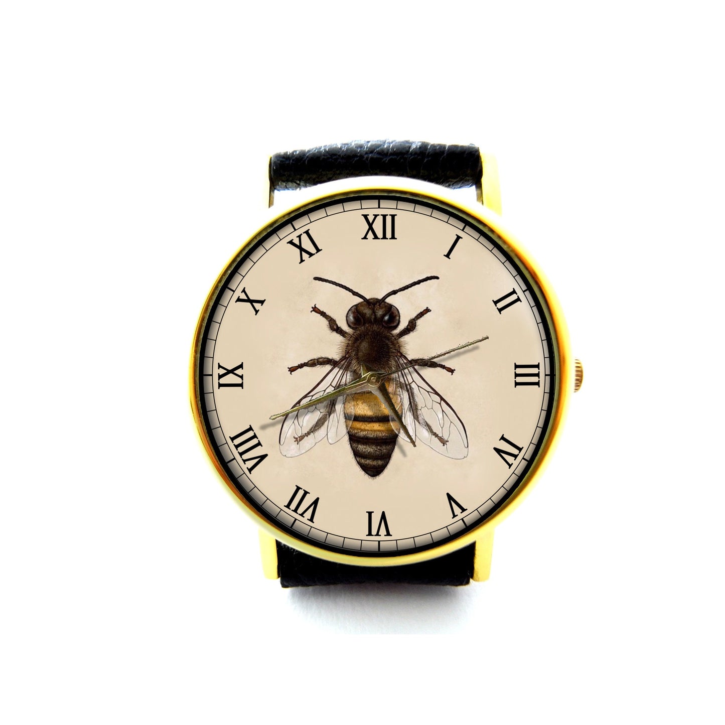 Vintage Honey Bee Leather Watch, Insect Watch, Unisex Watch, Ladies Watch, Mens Watch, Pattern 1