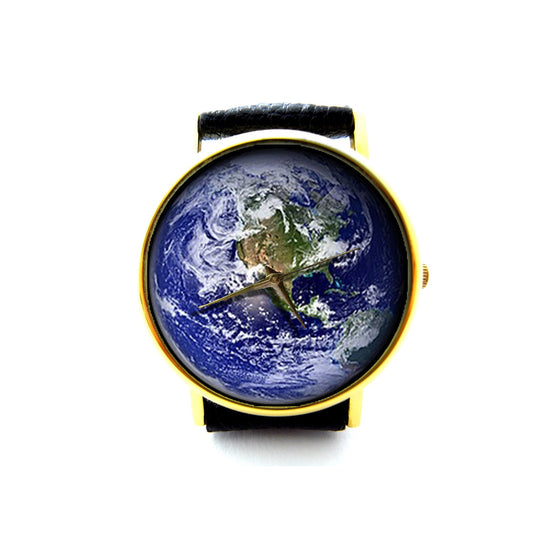 Earth Leather Watch, Planet Watch, Unisex Watch, Ladies Watch, Mens Watch, Earth Jewelry