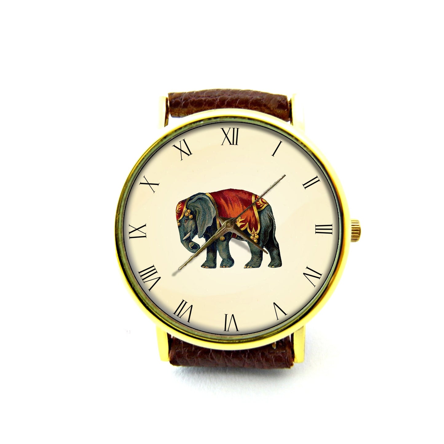 Vintage Elephant Leather Watch, Unisex Watch, Ladies Watch, Mens Watch, Pattern 2