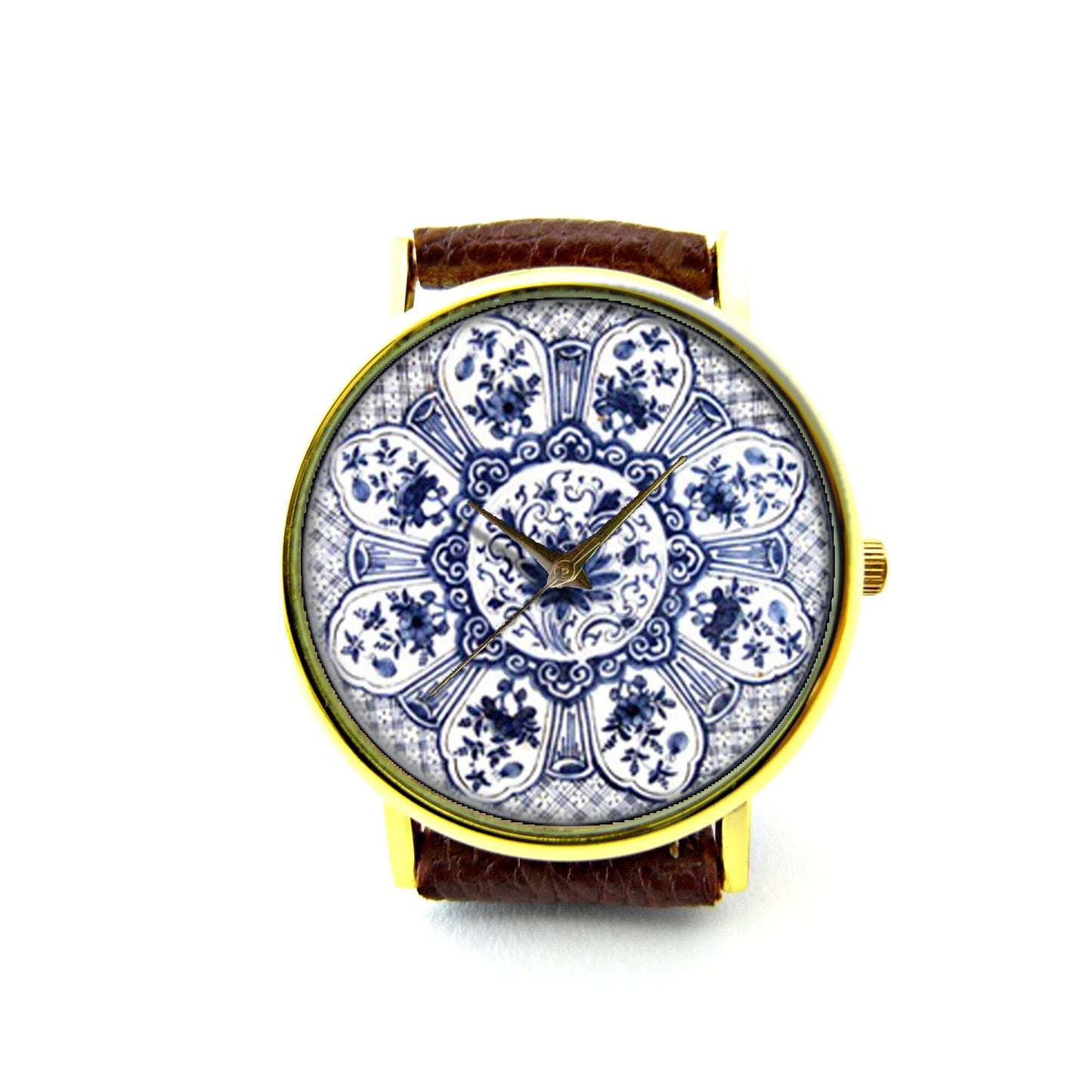 Delft Leather Watch, Delft Accessory, Ladies Watch, Mens Watch, Delft Jewelry, Pattern 1