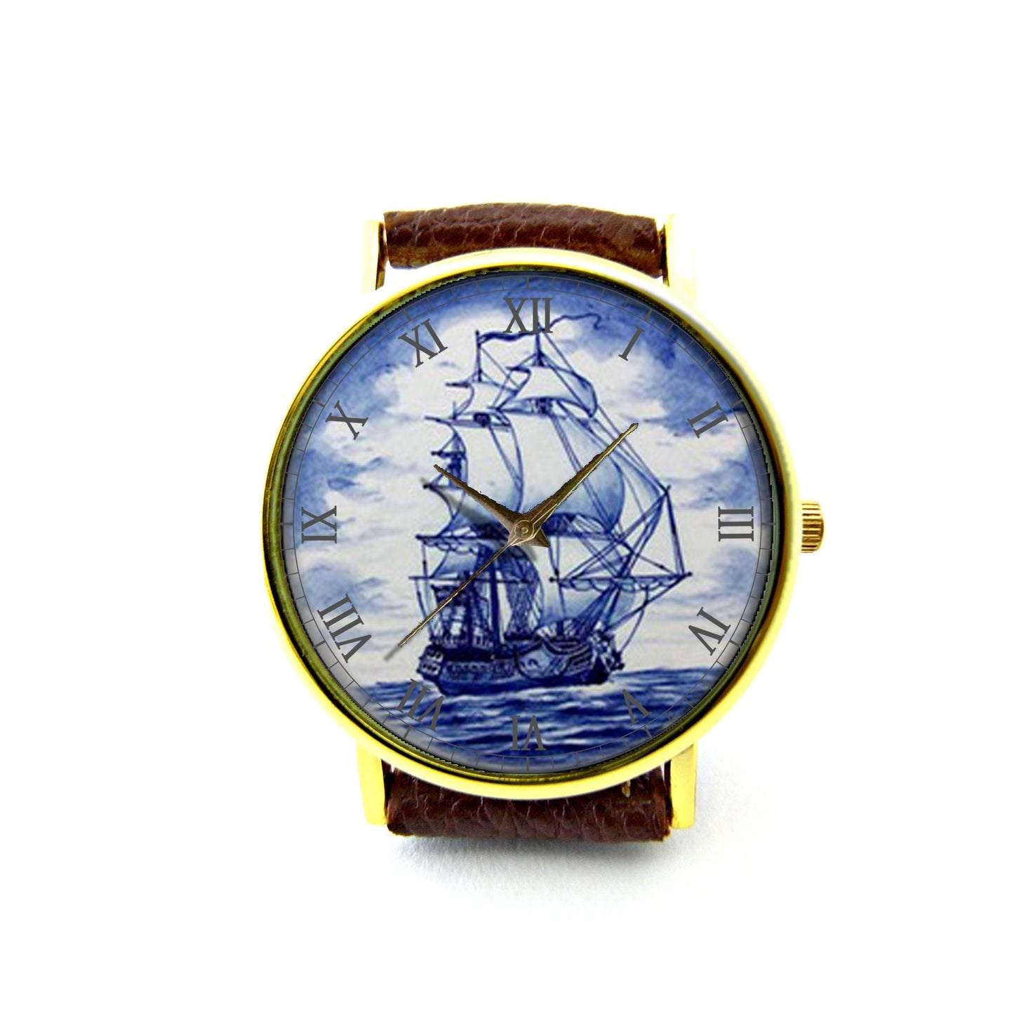 Delft Leather Watch, Delft Accessory, Ladies Watch, Mens Watch, Delft Jewelry, Pattern 5