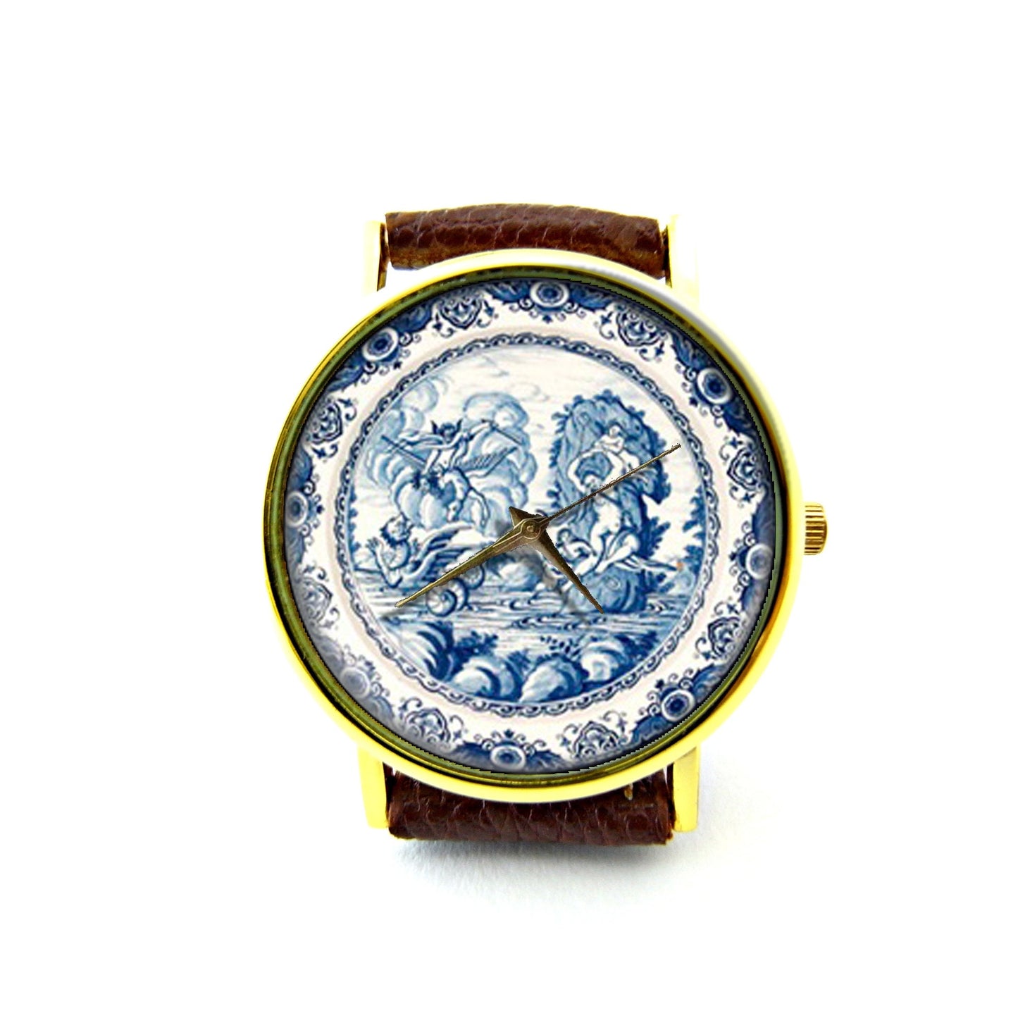 Delft Leather Watch, Delft Accessory, Ladies Watch, Mens Watch, Delft Jewelry, Pattern 2