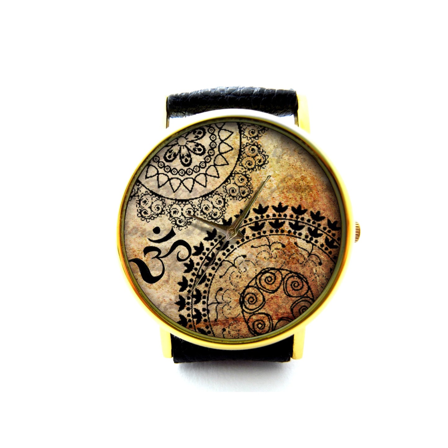 Mandala Leather Watch, Henna, Mehndi, Unisex Watch, Ladies Watch, Mens Watch, Mandala Jewelry, Mandala Accessory, Pattern 4