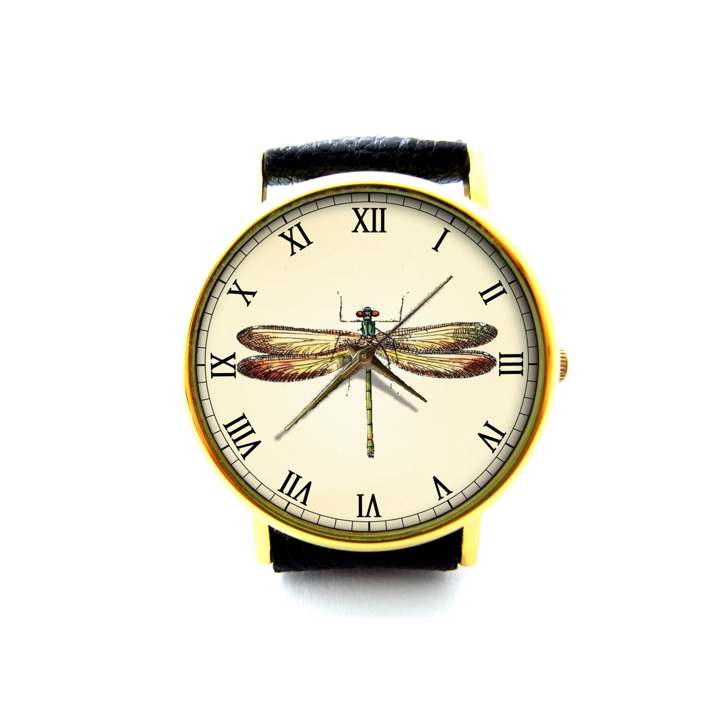 Vintage Dragonfly Leather Watch, Dragonfly Watch, Unisex Watch, Ladies Watch, Mens Watch, Pattern 2