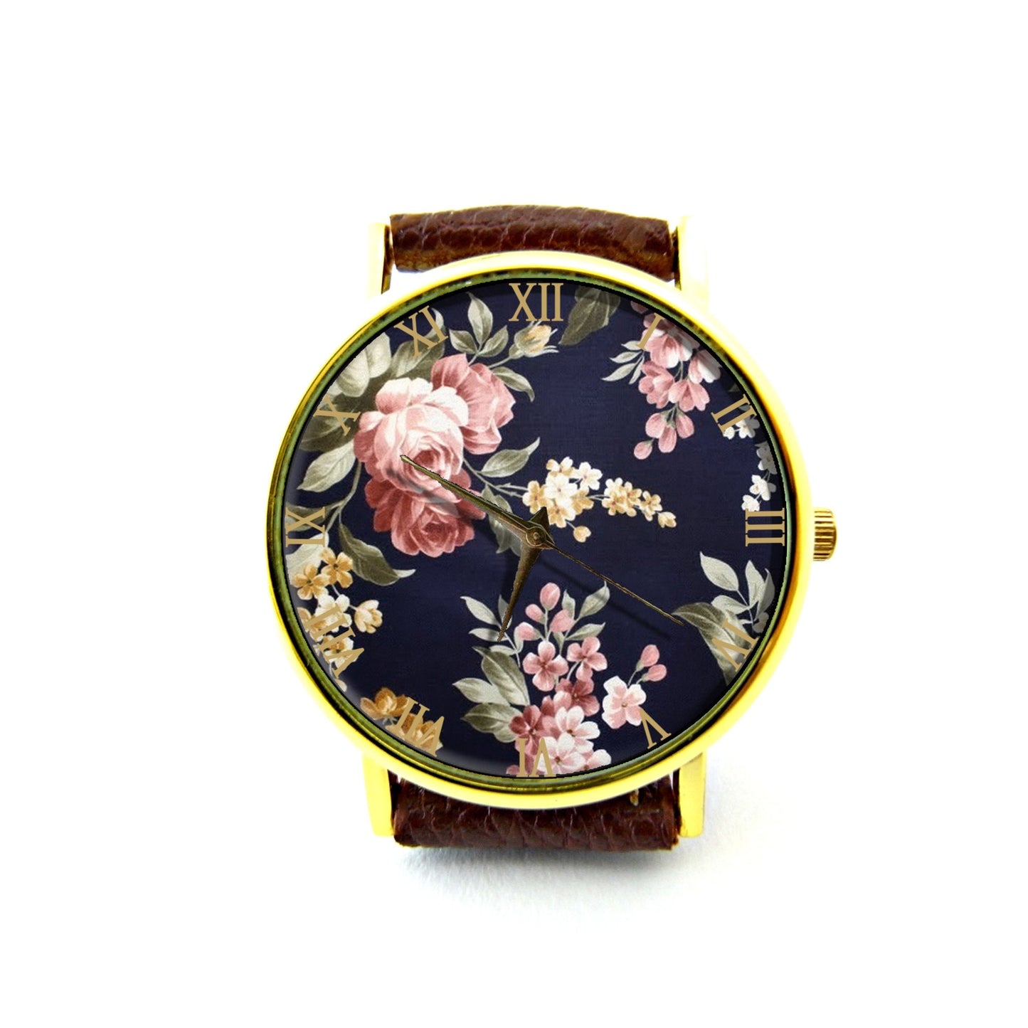 Vintage Flower Leather Watch, Vintage Rose Watch, Floral Watch, Ladies Watch, Mens Watch