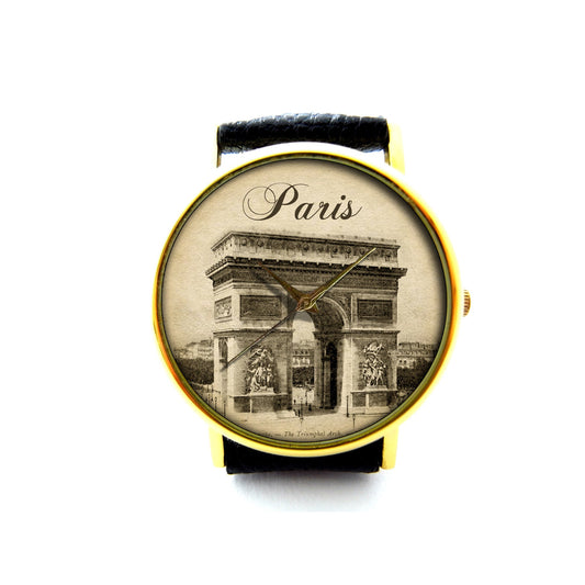 Paris Leather Watch, Triumphal Arch Leather Watch, Paris Accessory, Ladies Watch, Mens Watch, Paris Jewelry