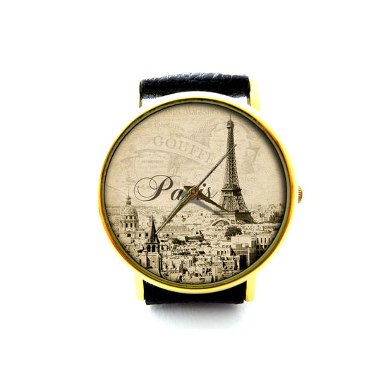 Eiffel Tower Leather Watch, Eiffel Tower Retro Watch, Eiffel Tower Accessory, Ladies Watch, Mens Watch, Eiffel Tower Jewelry