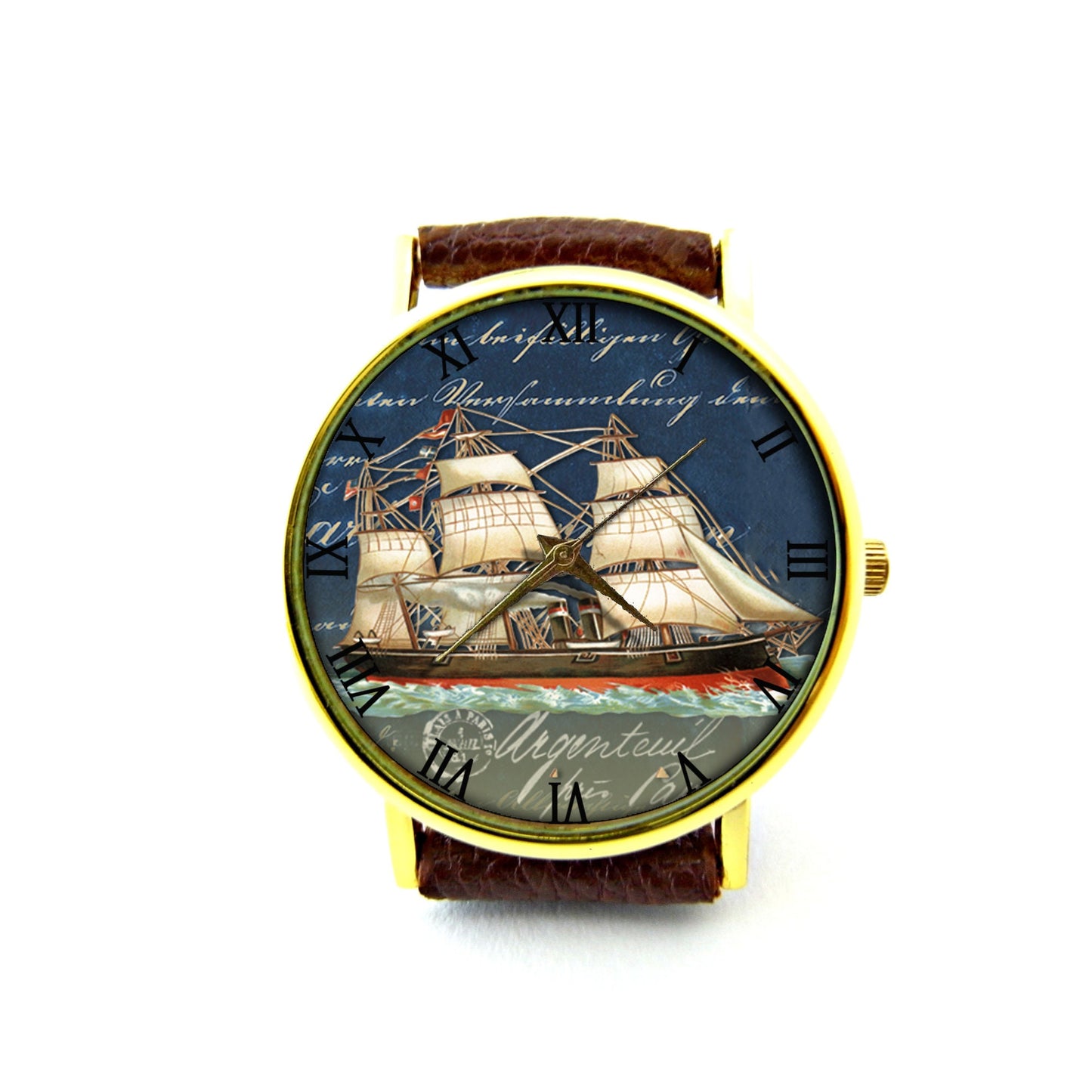 Sailboat Leather Watch, Nautical Leather Watch, Ladies Watch, Mens Watch, Sailboat Jewelry