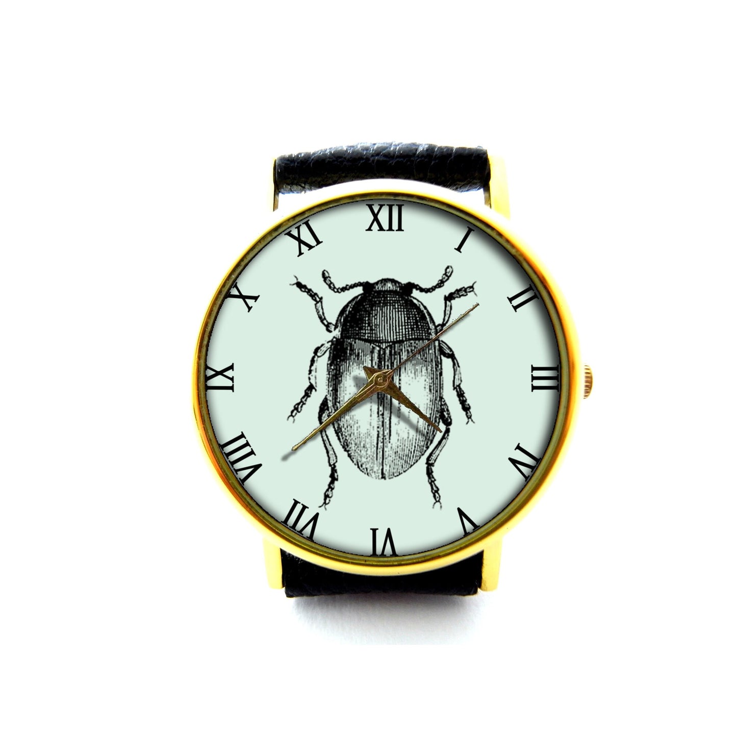 Insect Leather Watch, Beetle Leather Watch, Ladies Watch, Mens Watch, Insect Jewelry, Insect Accessory