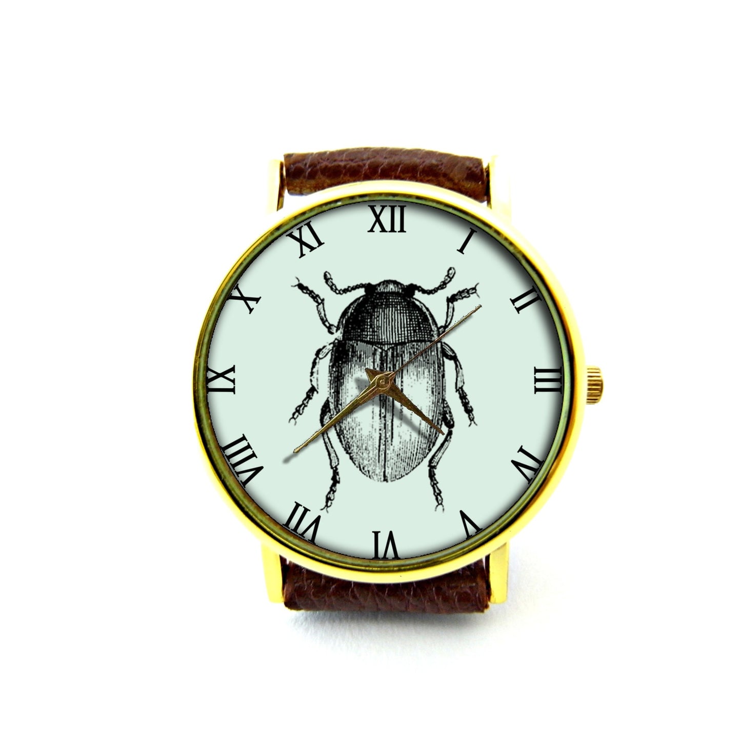 Insect Leather Watch, Beetle Leather Watch, Ladies Watch, Mens Watch, Insect Jewelry, Insect Accessory