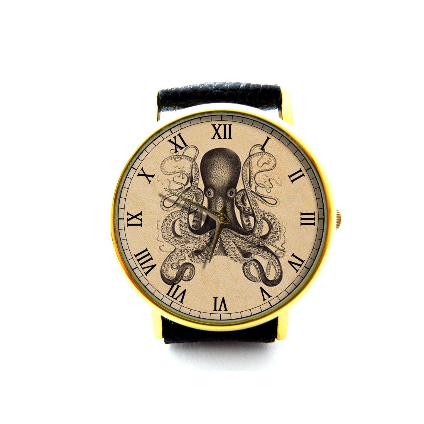 Vintage Octopus Leather Watch, Vintage Octopus Ladies Watch, Unisex Watch, Vintage Octopus Jewellery