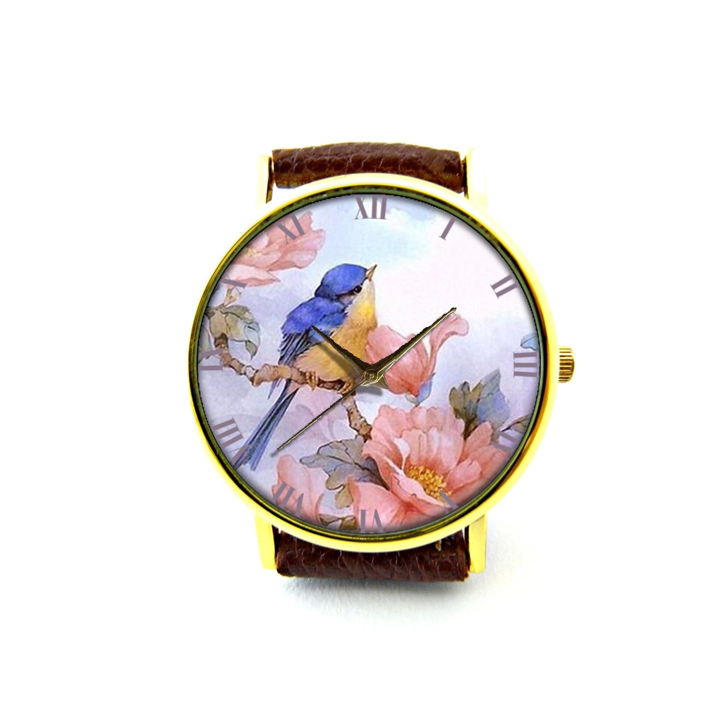 Flower Bird Leather Watch, Flower Bird Ladies Watch, Unisex Watch, Flower Bird Jewellery