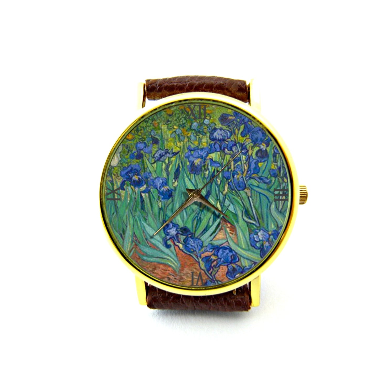 Irises Flowers Van Gogh Leather Watch, Irises Flowers Ladies Watch, Unisex Watch, Irises Flowers Jewellery