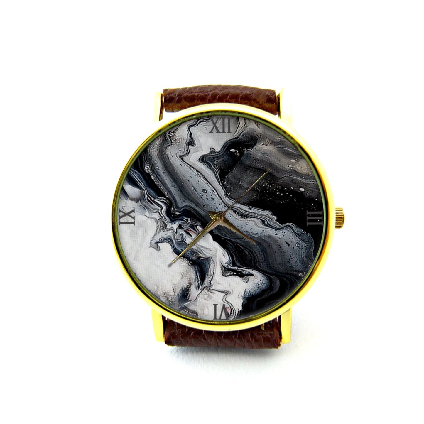 Black Marble Leather Watch, Black Marble Ladies Watch, Unisex Watch, Black Marble Jewellery