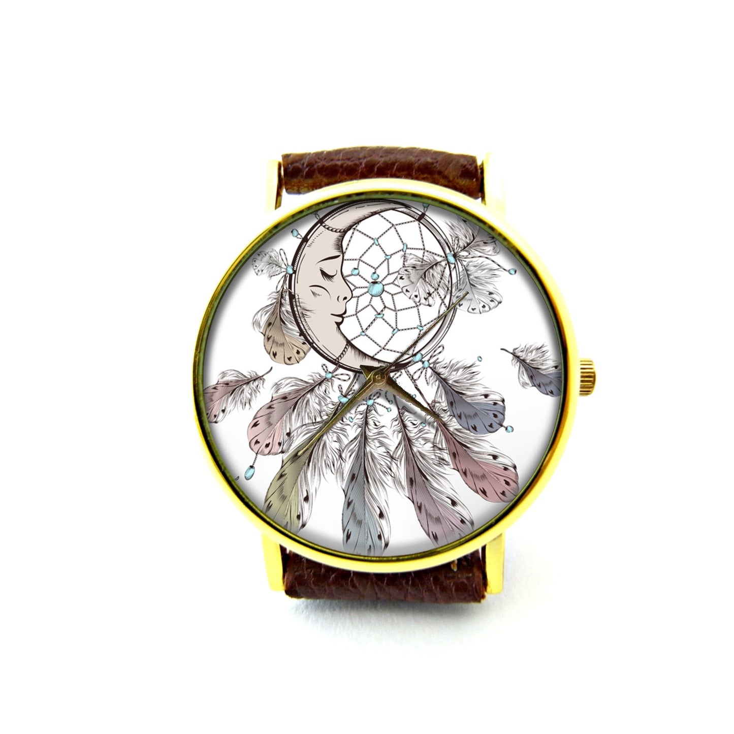 Colourful Dreamcatcher Feather Leather Watch, Dreamcatcher Ladies Watch, Unisex Watch, Dreamcatcher Jewellery