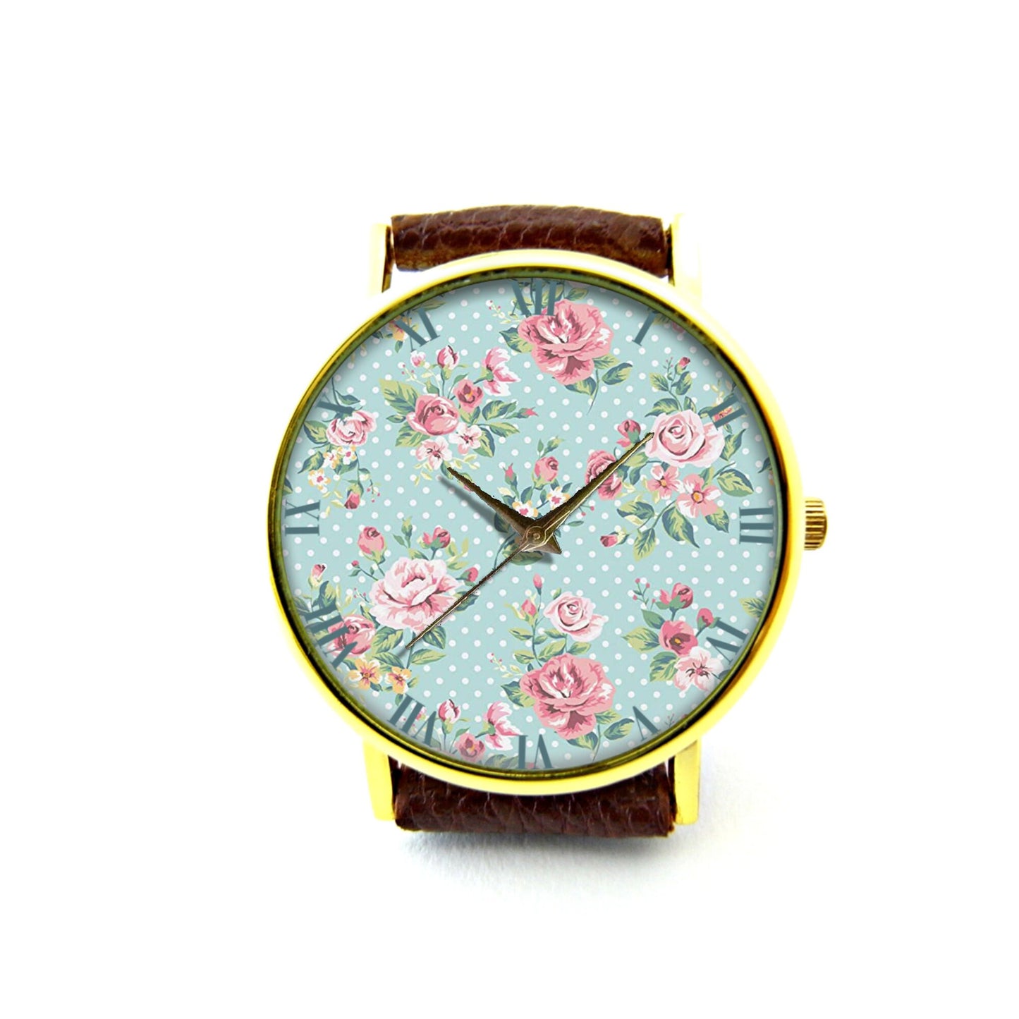 Vintage Flower Leather Watch, Flower Ladies Watch, Unisex Watch, Flower Jewellery