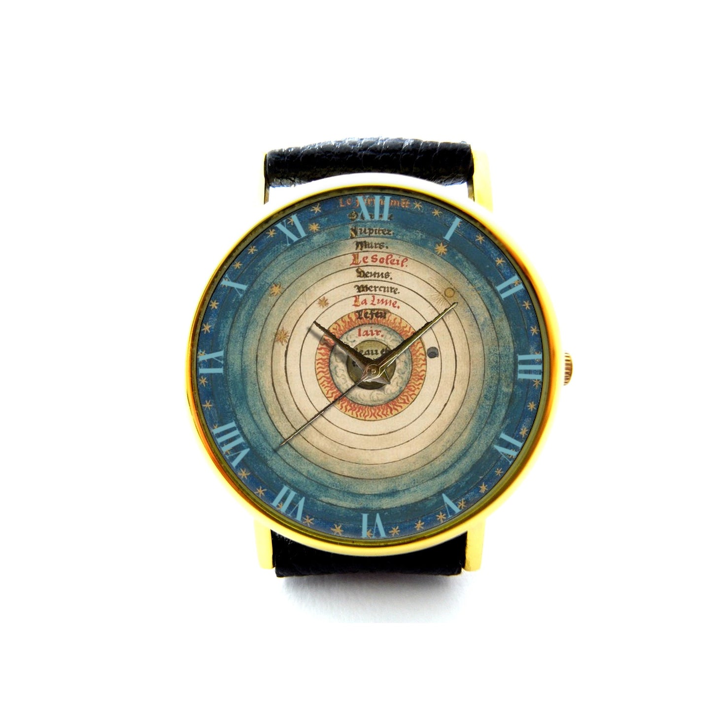 Antique Solar System Illustration Leather Watch, Solar System Ladies Watch, Unisex Watch, Solar System Jewellery