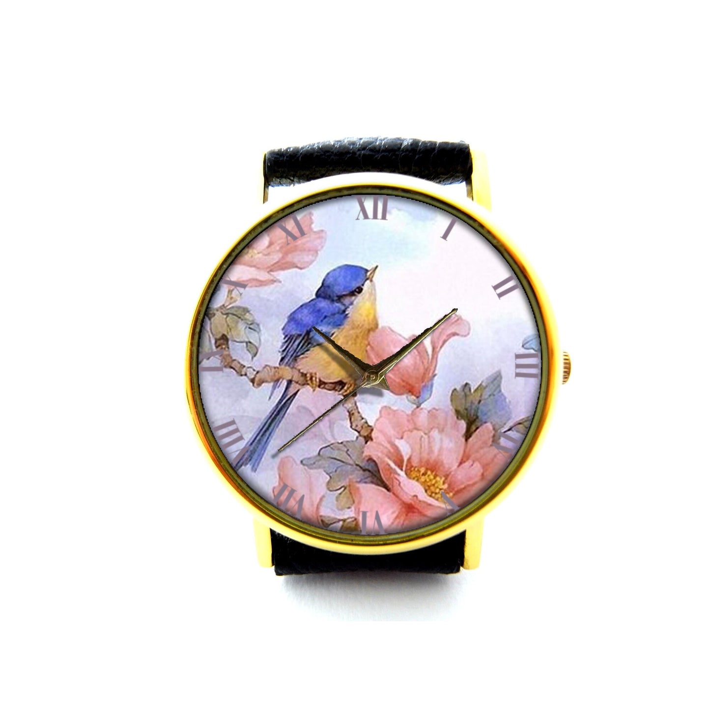 Flower Bird Leather Watch, Flower Bird Ladies Watch, Unisex Watch, Flower Bird Jewellery