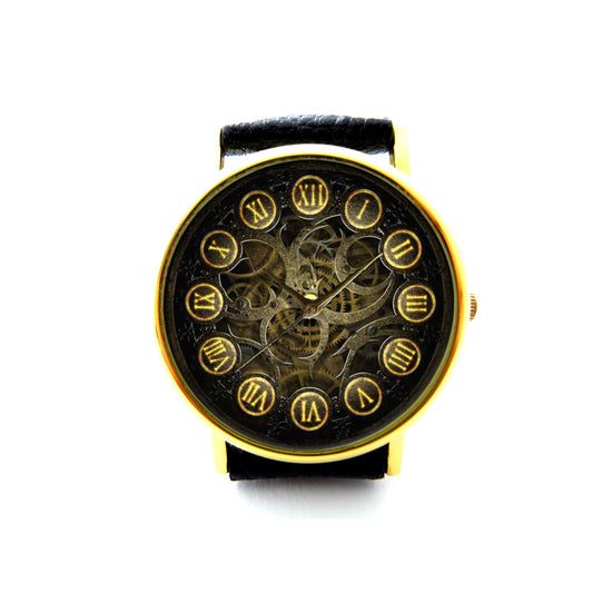 Steampunk Gear Leather Watch, Steampunk Gear Ladies Watch, Unisex Watch, Steampunk Jewellery