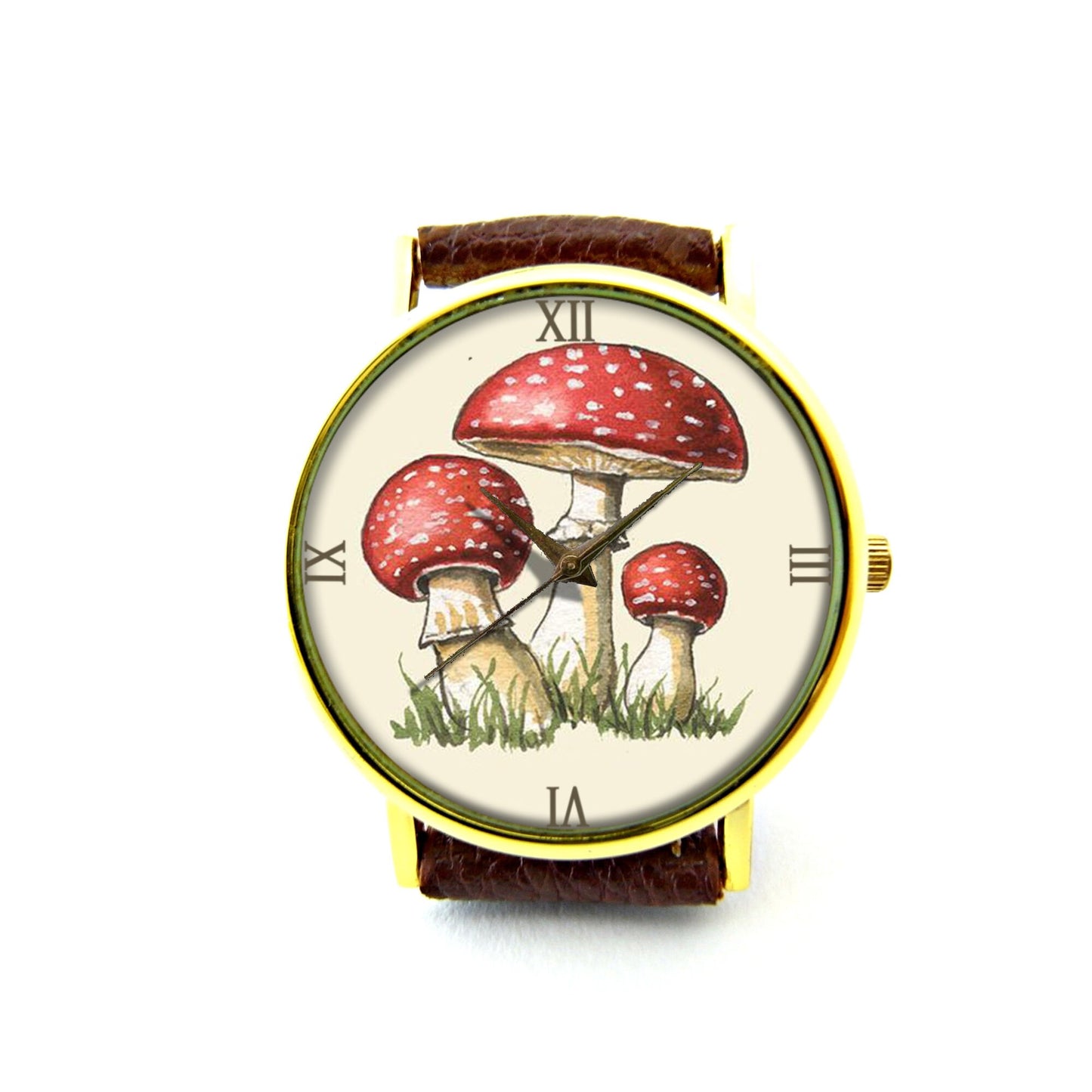 Mushroom Leather Watch, Mushroom Ladies Watch, Unisex Watch, Mushroom Jewellery