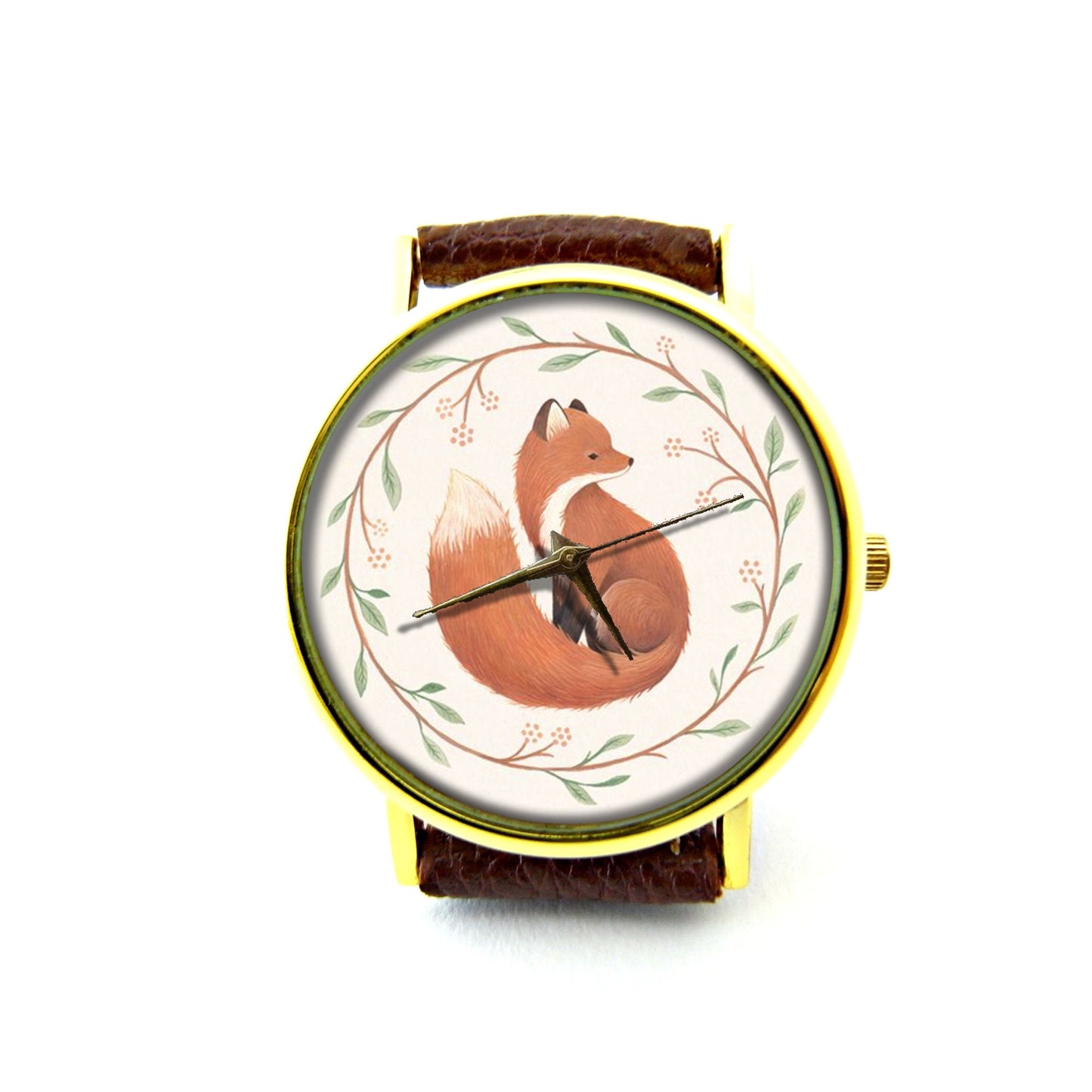 Vintage Fox Leather Watch, Cute Fox Ladies Watch, Unisex Watch, Fox Jewellery