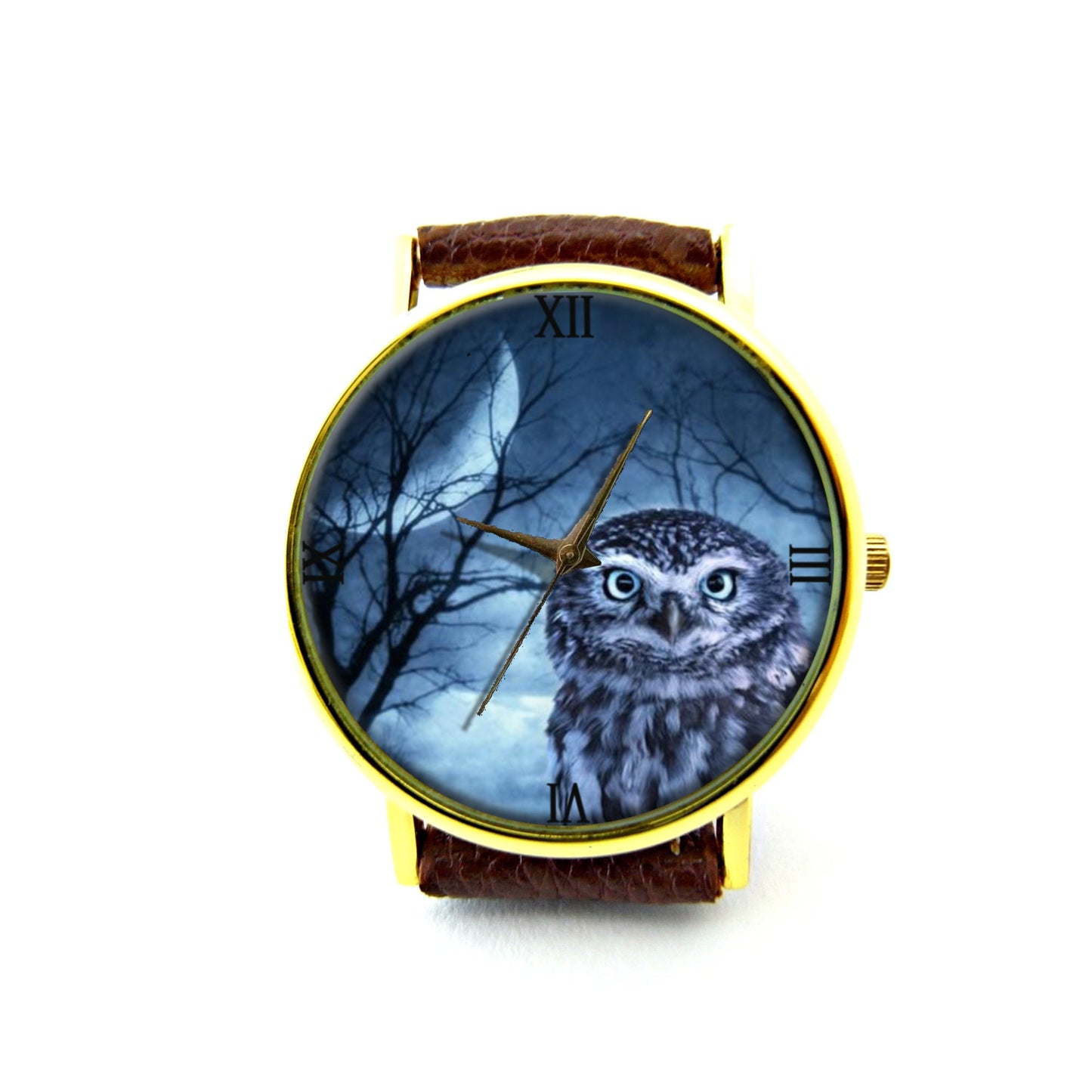 Blue Moon Owl Leather Watch, Owl Ladies Watch, Unisex Watch, Owl Jewellery