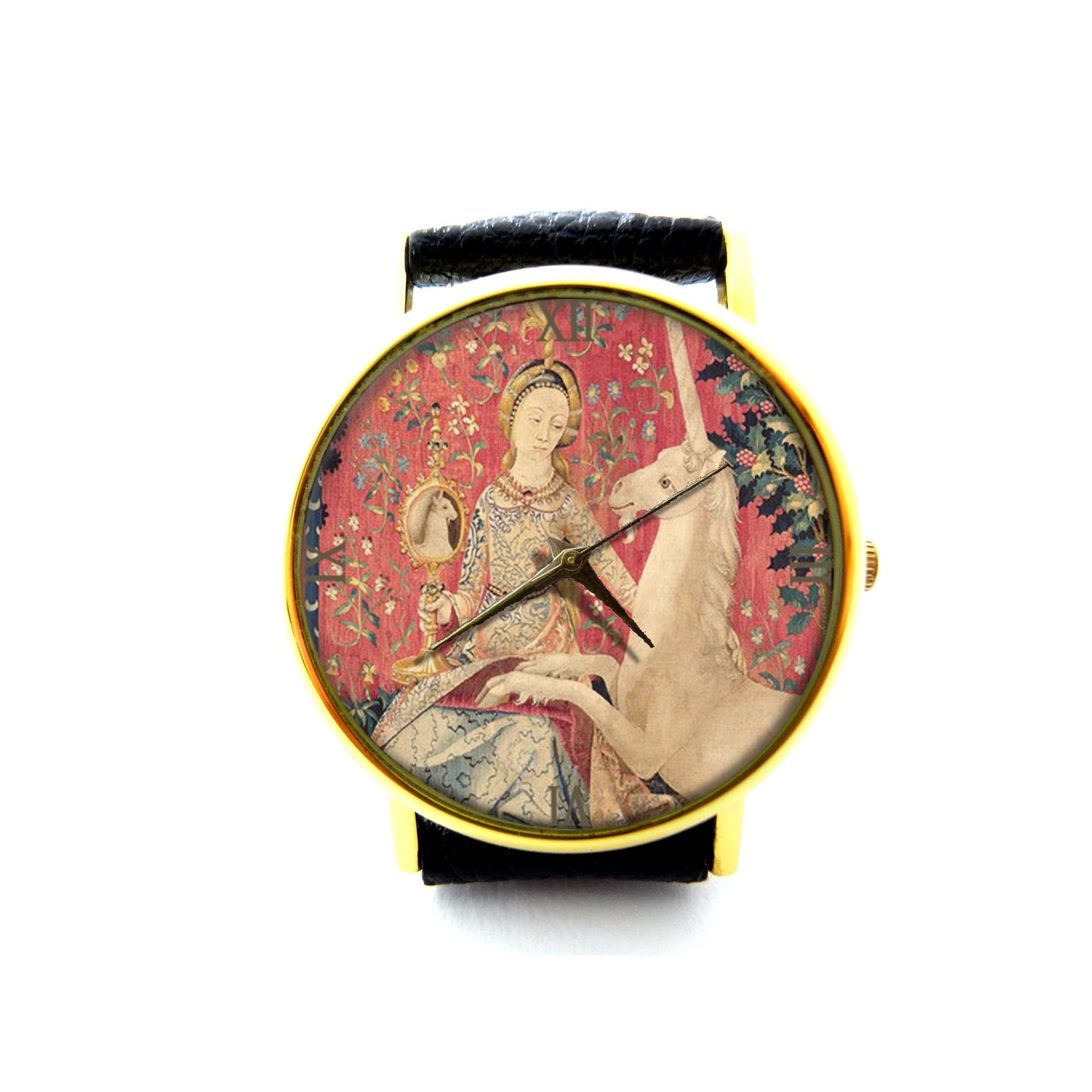 Lady and the Unicorn Leather Watch, Unicorn Ladies Watch, Unisex Watch, Unicorn Jewellery