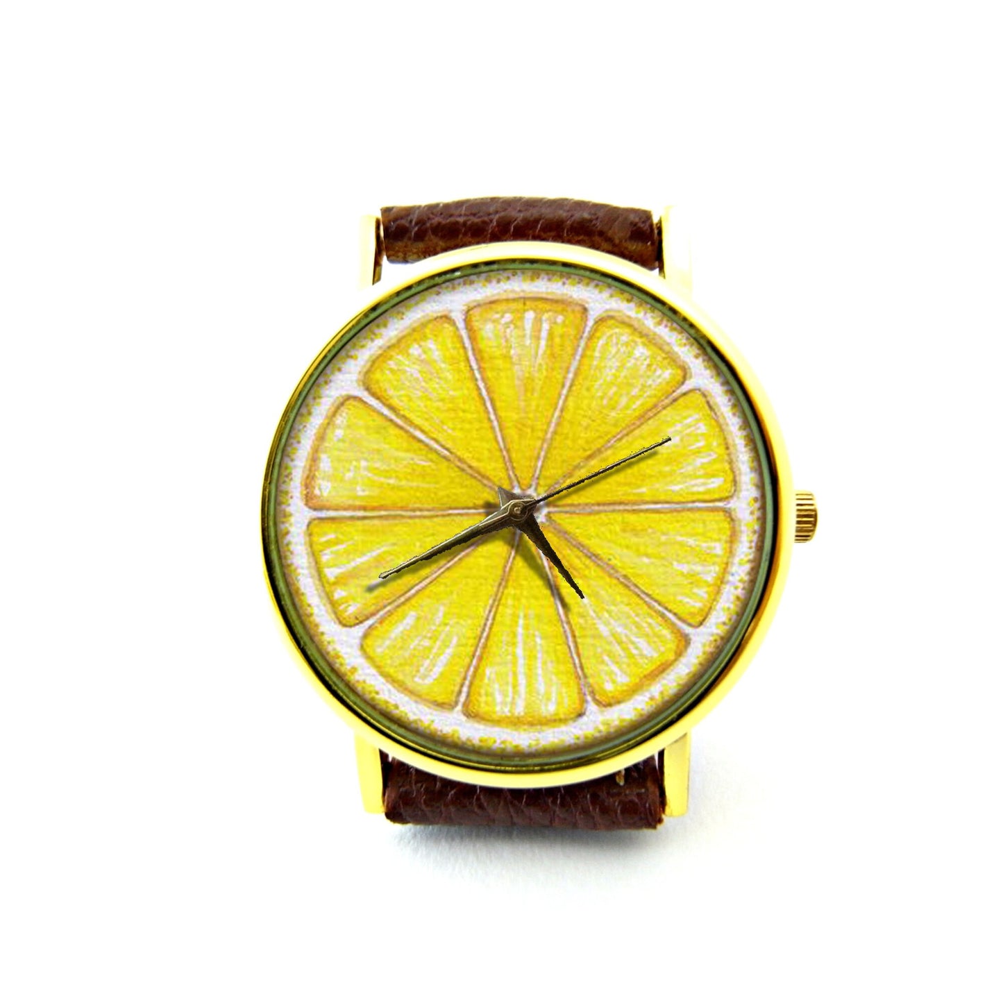 Lemon Leather Watch, Lemon Fruit Ladies Watch, Unisex Watch, Lemon Jewelry