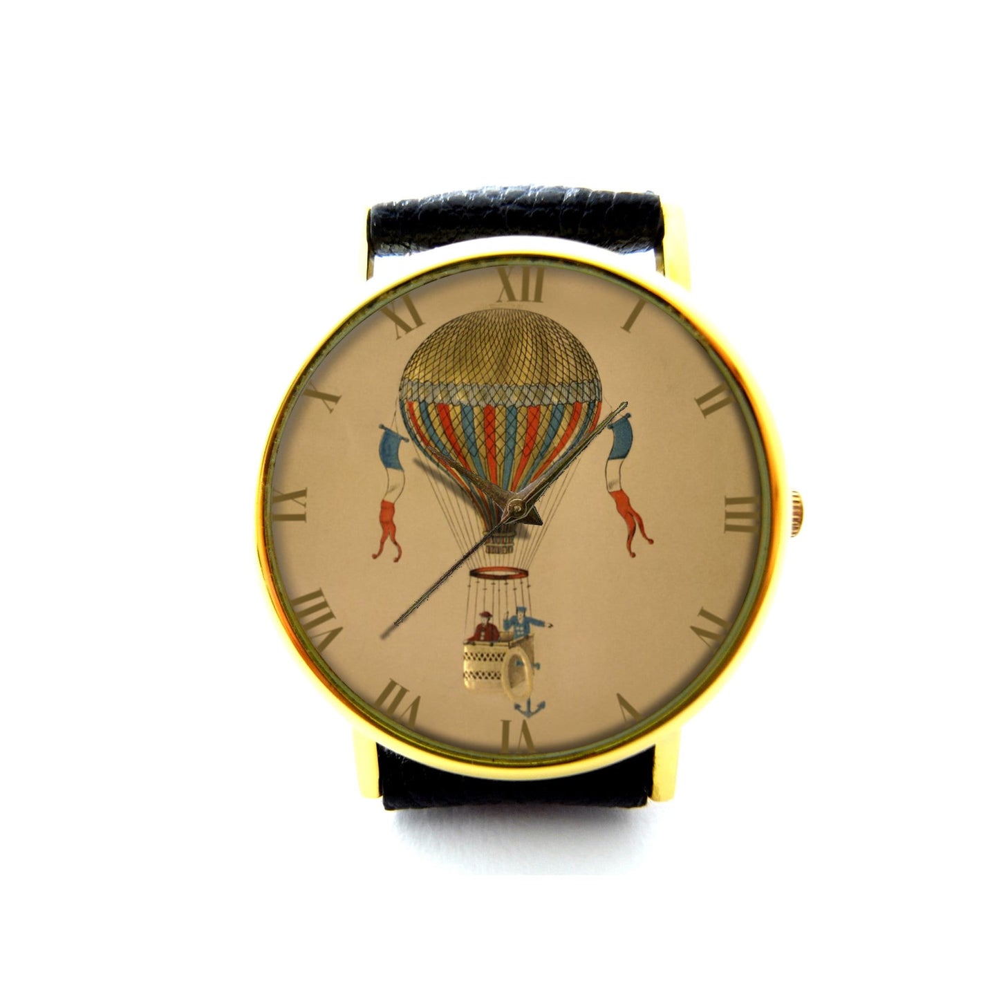 Hot Air Balloon Leather Watch, Antique Balloon Ladies Watch, Unisex Watch, Ballooning Jewelry