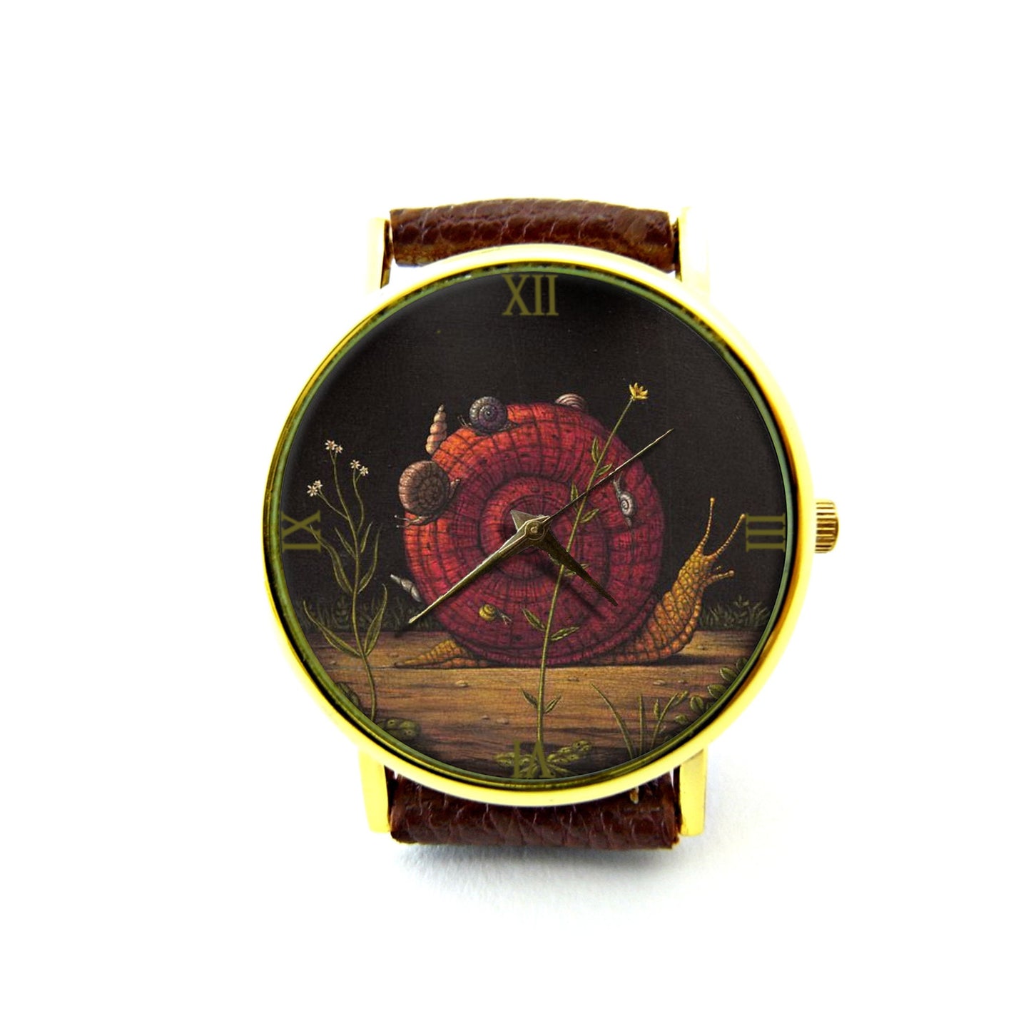 Snail Leather Watch,  Insect Ladies Watch, Unisex Watch, Snail Jewelry