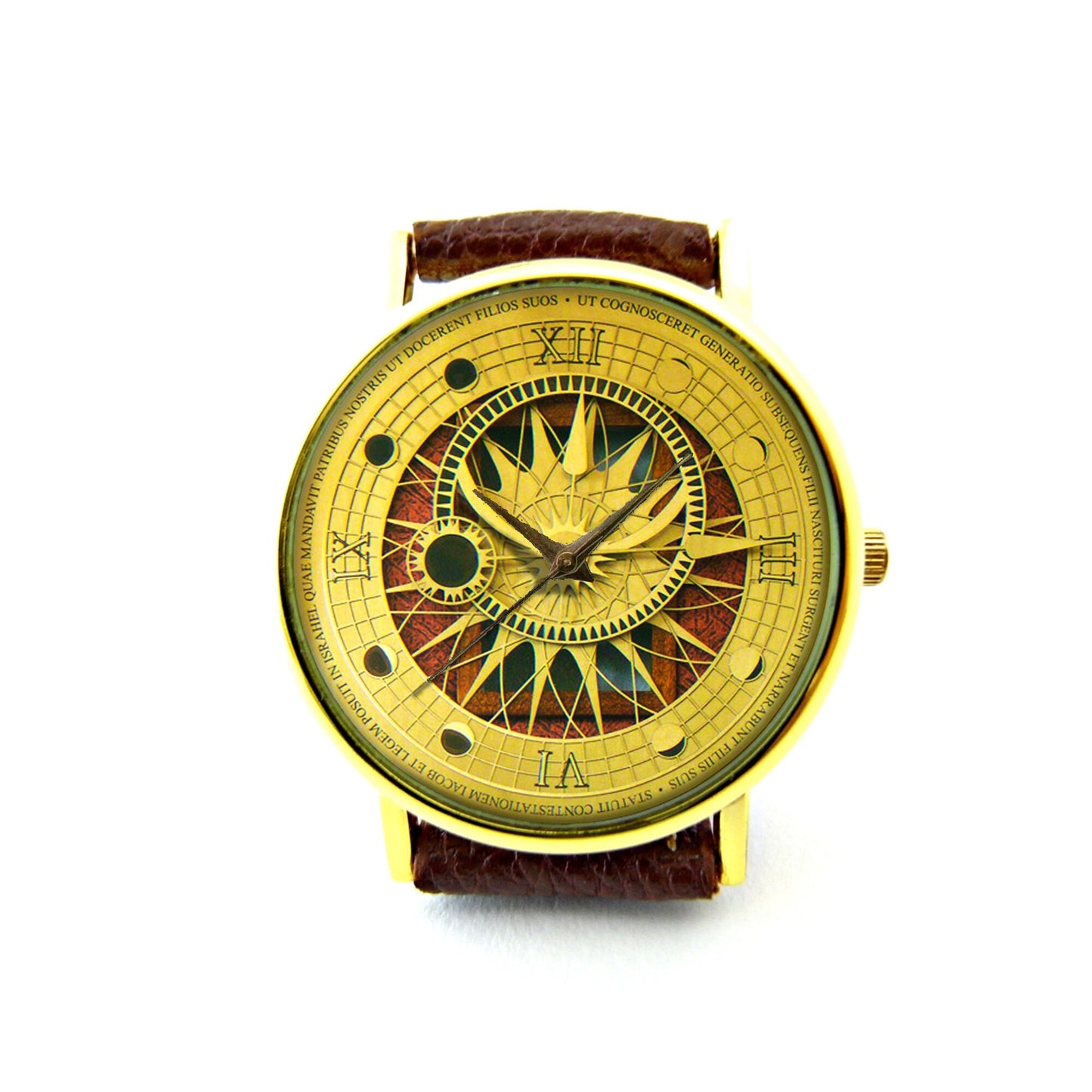 Vintage Clock Leather Watch, Steampunk Ladies Watch, Unisex Watch, Steampunk Astrology Jewellery