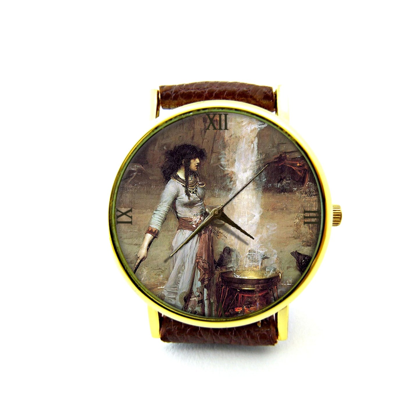 The Magic Circle Leather Watch, Witch Ladies Watch, Unisex Watch, Wiccan Jewelry