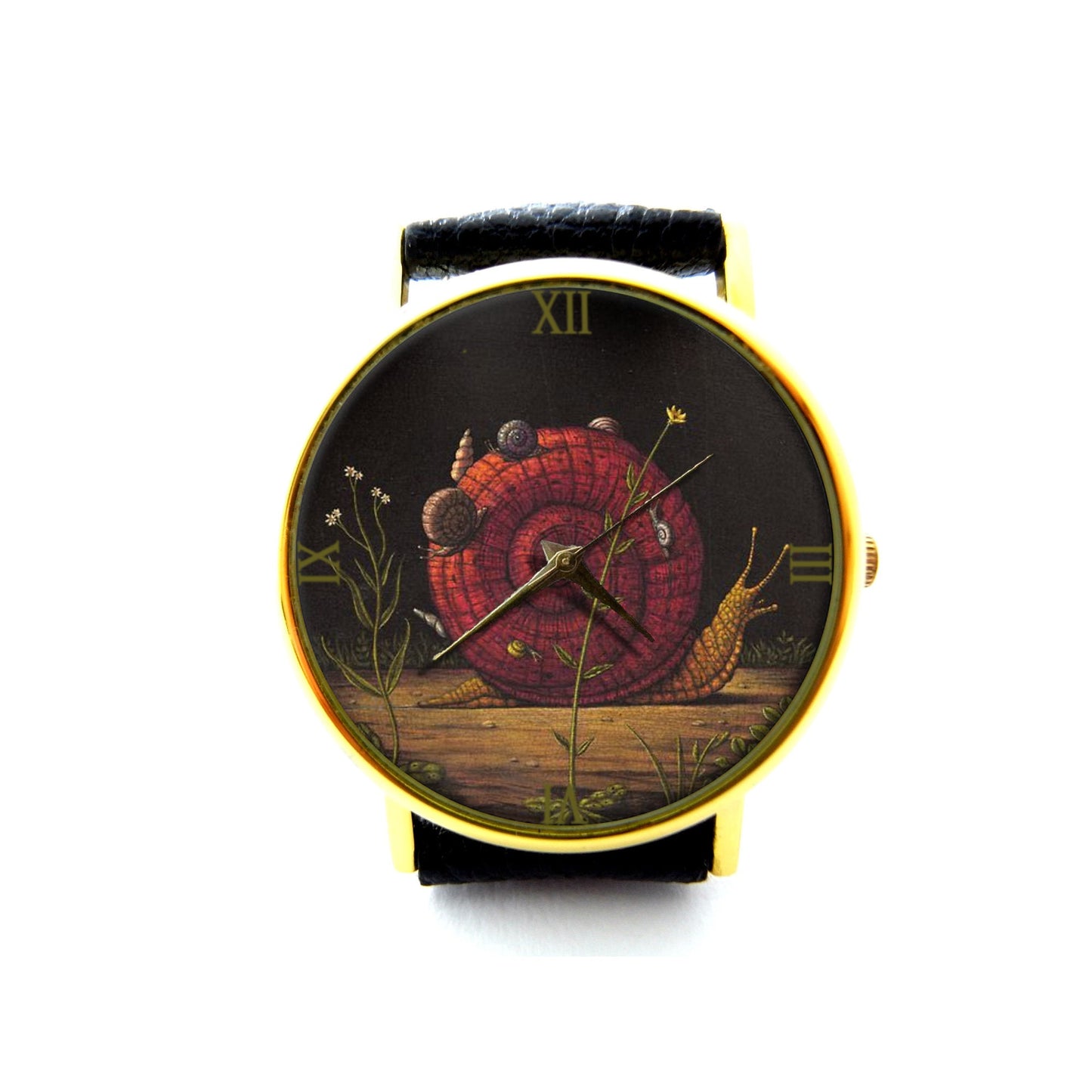 Snail Leather Watch,  Insect Ladies Watch, Unisex Watch, Snail Jewelry