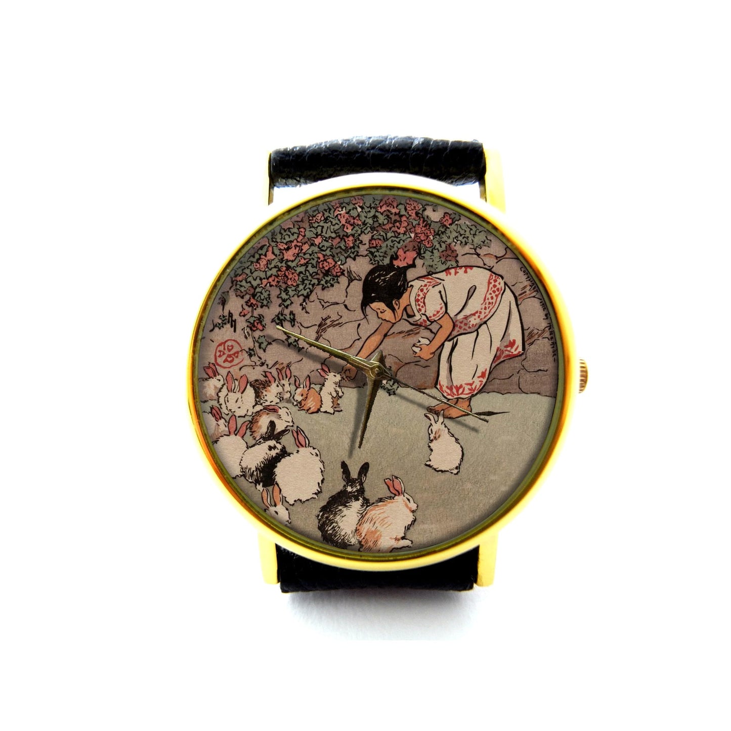 Rabbit Leather Watch,  Rabbit Ladies Watch, Unisex Watch, Rabbit Jewelry, Vintage Style Jewelry