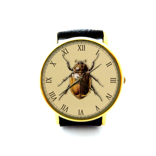 Vintage Beetle Leather Watch, Beetle Watch, Gift Ideas, Birthday Gift, Beetle Jewelry