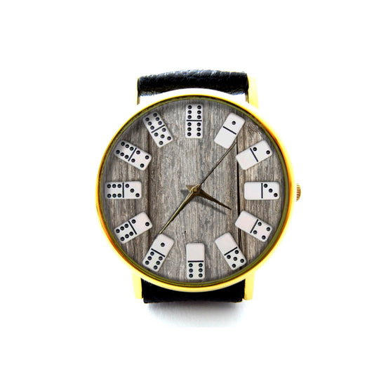 Domino Watch, Game Leather Watch, Unisex Watch, Ladies Watch, Mens Watch, Minimalism Watch, Domino Jewelry