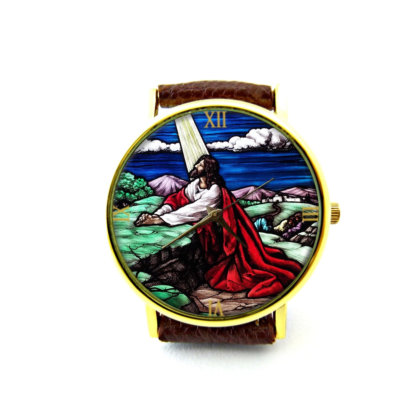 Jesus Christ Praying Leather Watch, Religious Ladies Watch, Unisex Watch, Jesus Jewellery